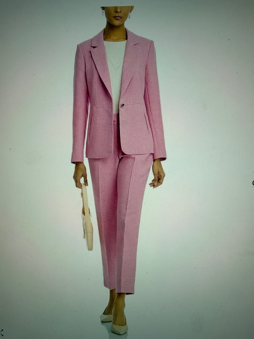 TAHARI Pink Women's Single-Button Blazer Jacket and Trouser set